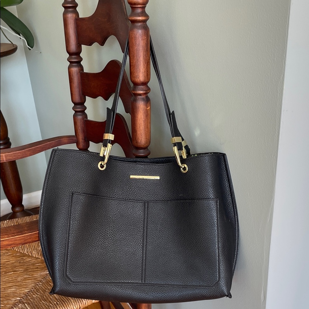 Steve Madden Black Tote with Gold Accents